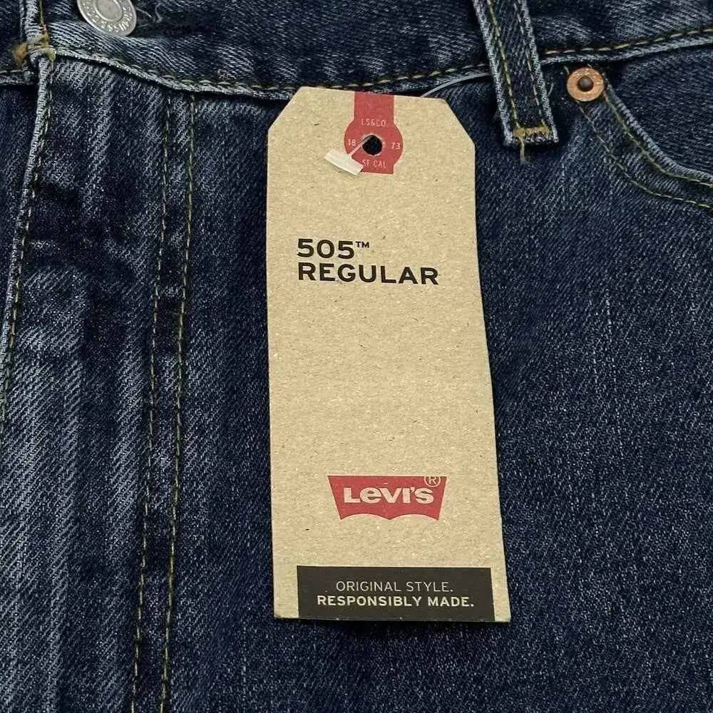 Levi's 505 Regular Fit Big & Tall Size 46x36 Straight Leg Medium Wash Jeans NWT